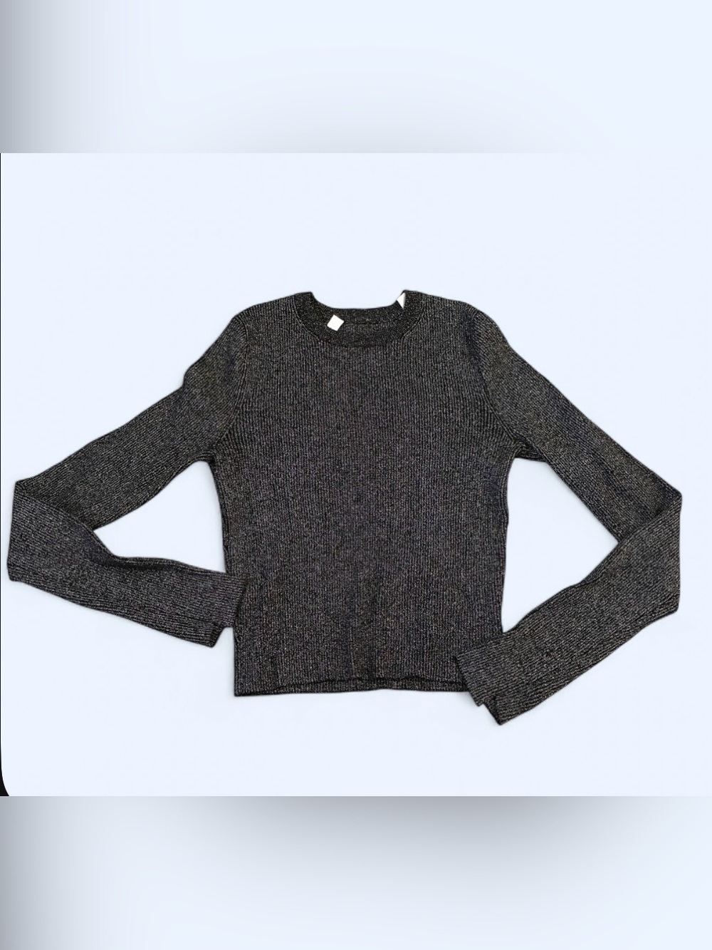 A.L.C. Merino wool metallic crop sweater crew neck Black glitter 
Whimsigoth